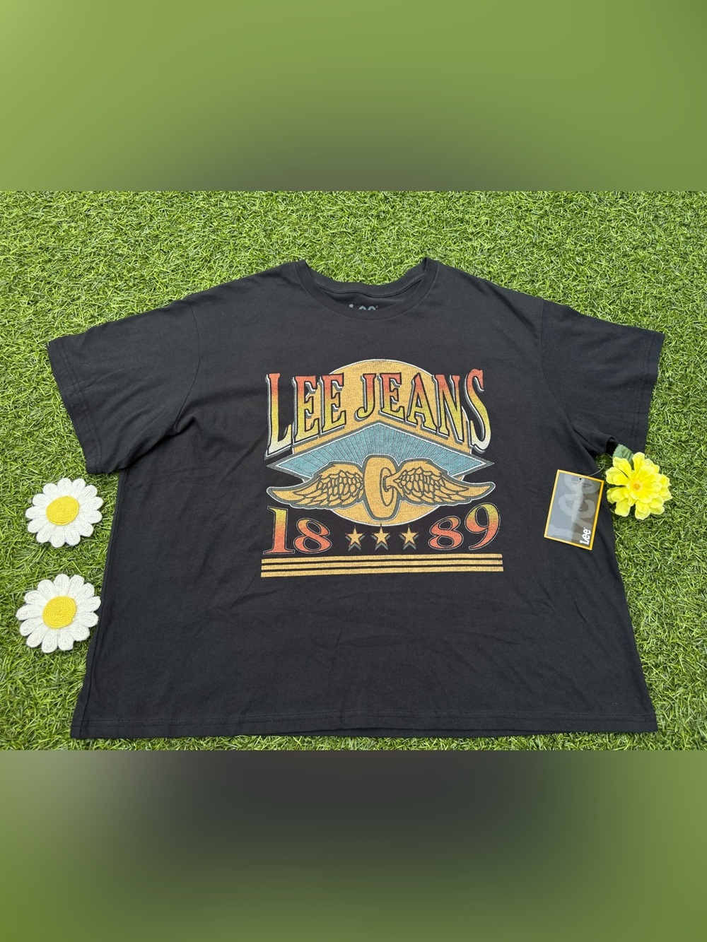 ⚡ Oversized Vintage Biker Graphic Tee Lee Jeans NWT Size XL 🦅